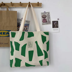 Canvas Cartoon Print Women's Tote Shopping Bag Eco Shopper Underarm Bag