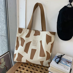 Canvas Cartoon Print Women's Tote Shopping Bag Eco Shopper Underarm Bag