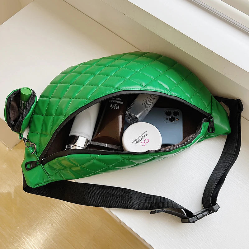 Large Women's Waist Bag PU Leather Waterproof Fanny Pack Messenger Shoulder Bags