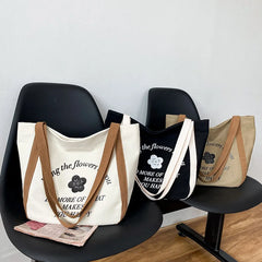 Canvas Shoulder Bag Women's Casual Handbag with Cartoon Print