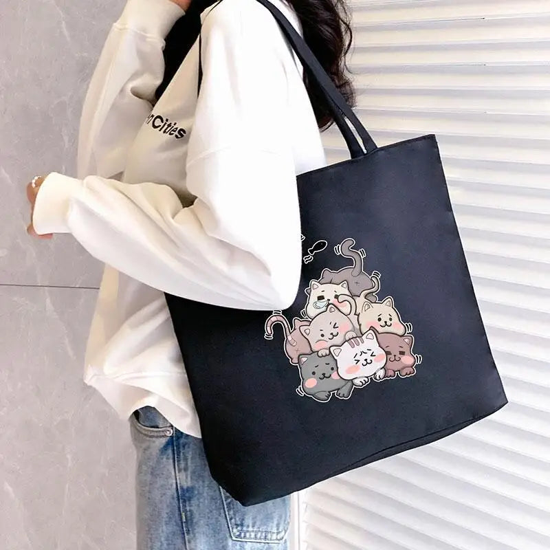Canvas Shoulder Bag Women's Casual Cartoon Print Handbag