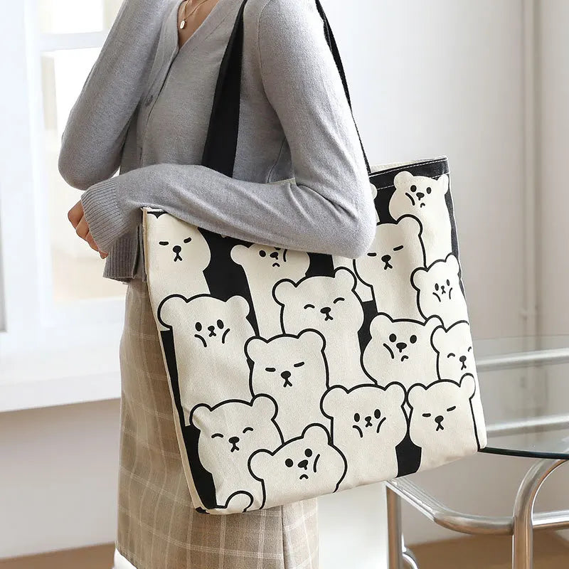 Large Canvas Shoulder Bags for Women Casual Cartoon In Handbag