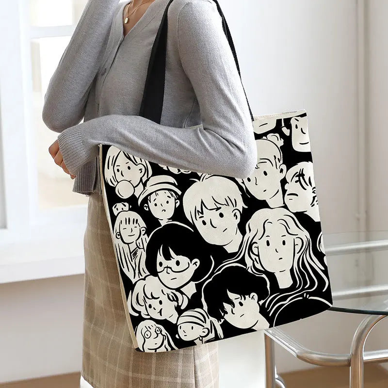 Large Canvas Shoulder Bags for Women Casual Cartoon In Handbag
