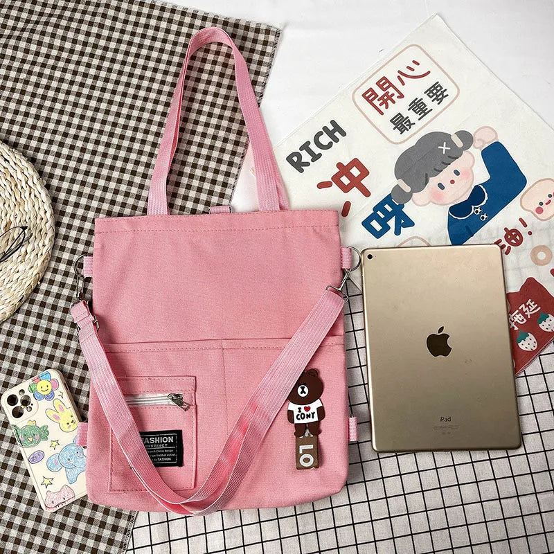 Large-capacity Canvas Spring Female Bag Student Tutoring Leisure All-match