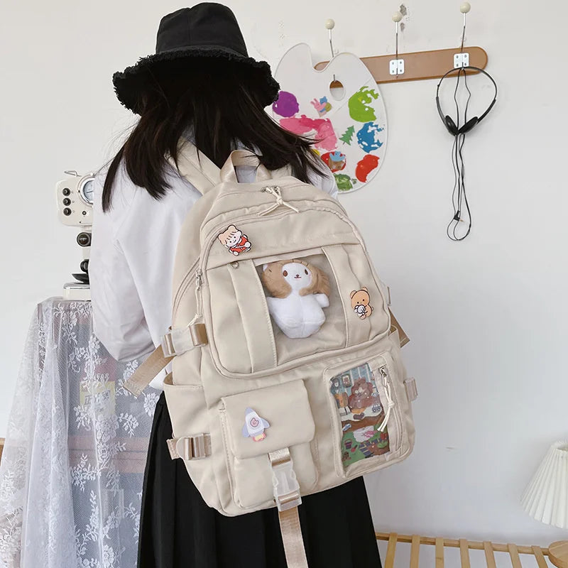 Large-capacity Nylon Backpack Women's School Bag