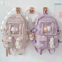 Large-capacity Women Multi-Pocket Nylon Backpack School Bag Female Girl Backpack