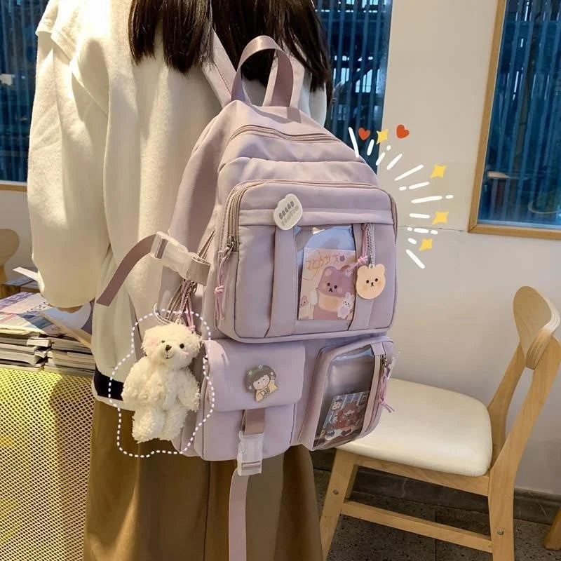 Large-capacity Nylon Backpack Women's School Bag