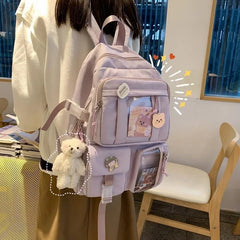 Large-capacity Nylon Backpack Women's School Bag