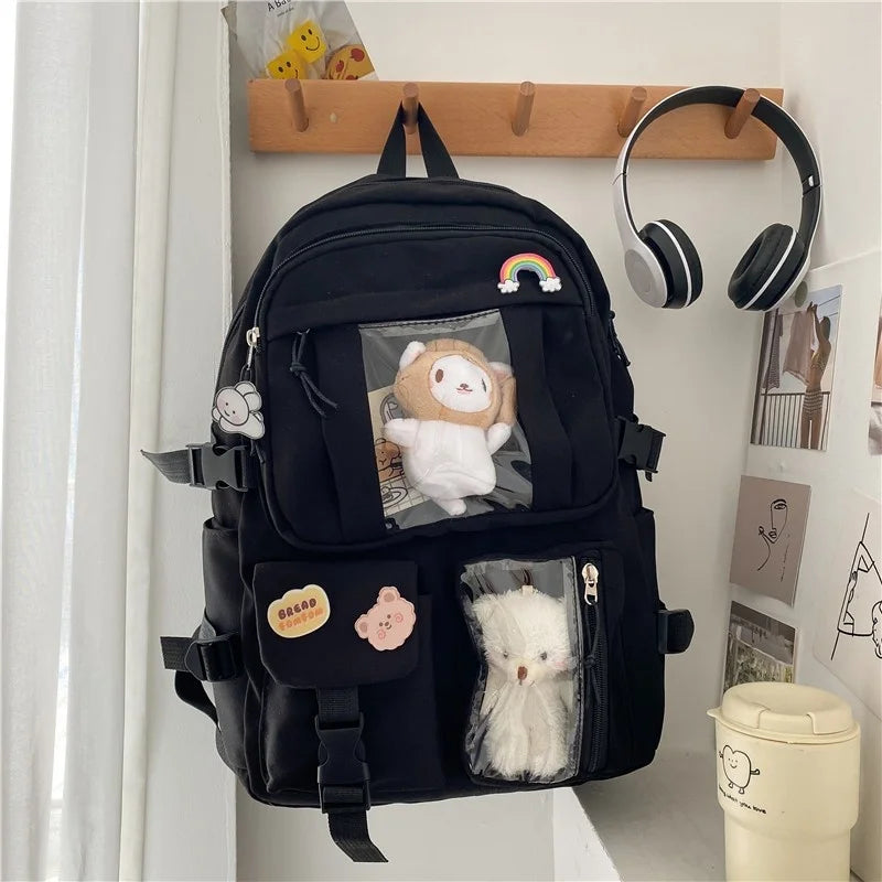 Large-capacity Nylon Backpack Women's School Bag