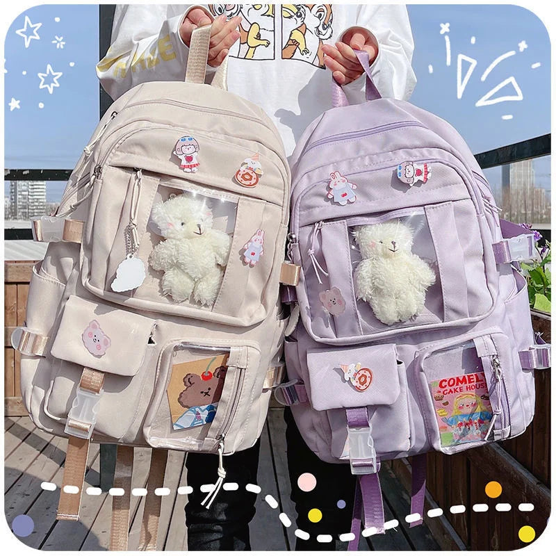 Large-capacity Nylon Backpack Women's School Bag