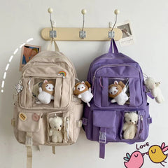 Large-capacity Women Nylon Backpack Multi-Pocket School Bag