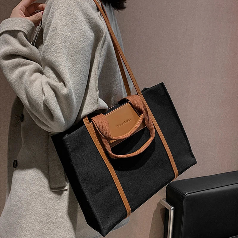 Large-capacity Portable Tote Bags for Women Shoulder Canvas Shopping Travel