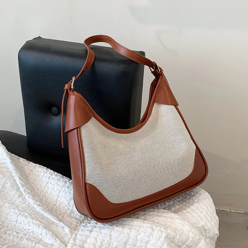 Canvas Shoulder Bag with Large Capacity
