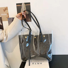 Transparent PVC Beach Shoulder Bag Large Capacity Women's Straw Bag