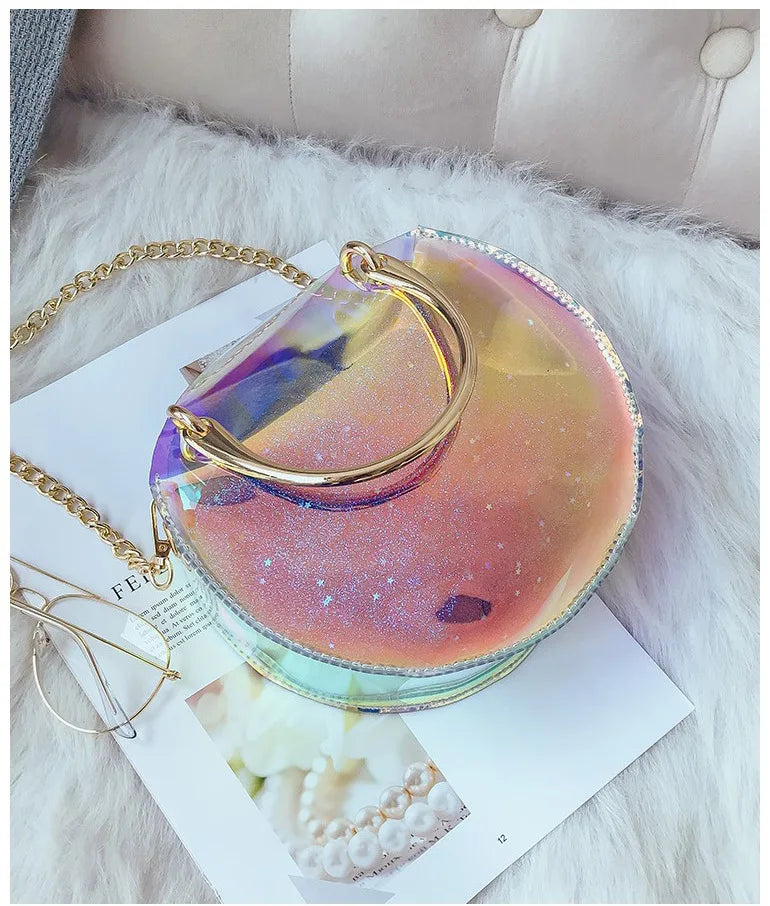 Laser Crossbody Bag Chain Mini Shoulder Bag Circle Small Messenger Bag