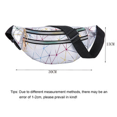 Geometric Pattern Waist Bag PU Belt Bag Unisex Chest Phone Pouch