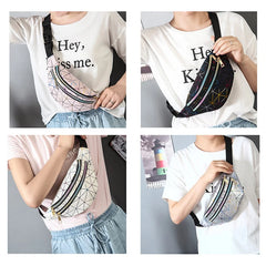 Geometric Pattern Waist Bag PU Belt Bag Unisex Chest Phone Pouch