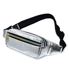 Laser Waist Bag Fanny Pack PU Leather Pocket Women Travel Chest Cross-Body Bag
