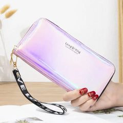 Laser Holographic Women Wallet Long Zipper Clutch Large Capacity Purse