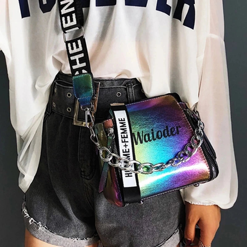 Laser Women Shoulder Bag Crossbody PU Messenger Handbag Lady