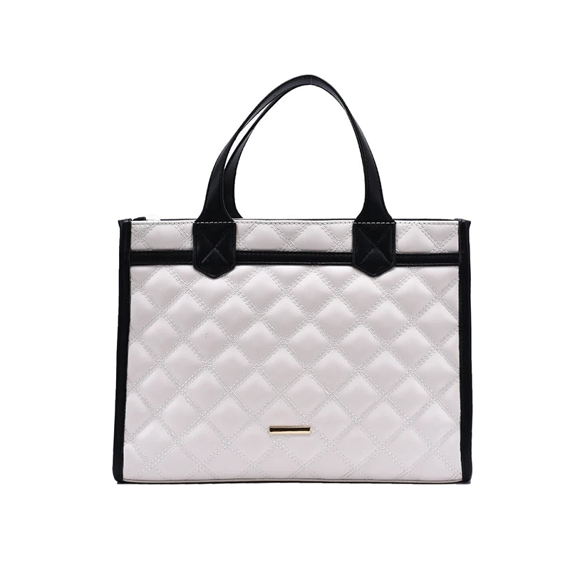 Lattice Large Tote High PU Leather Women Handbag