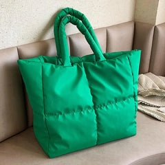 Green Nylon Tote Bag Winter Handbag Shoulder Bag