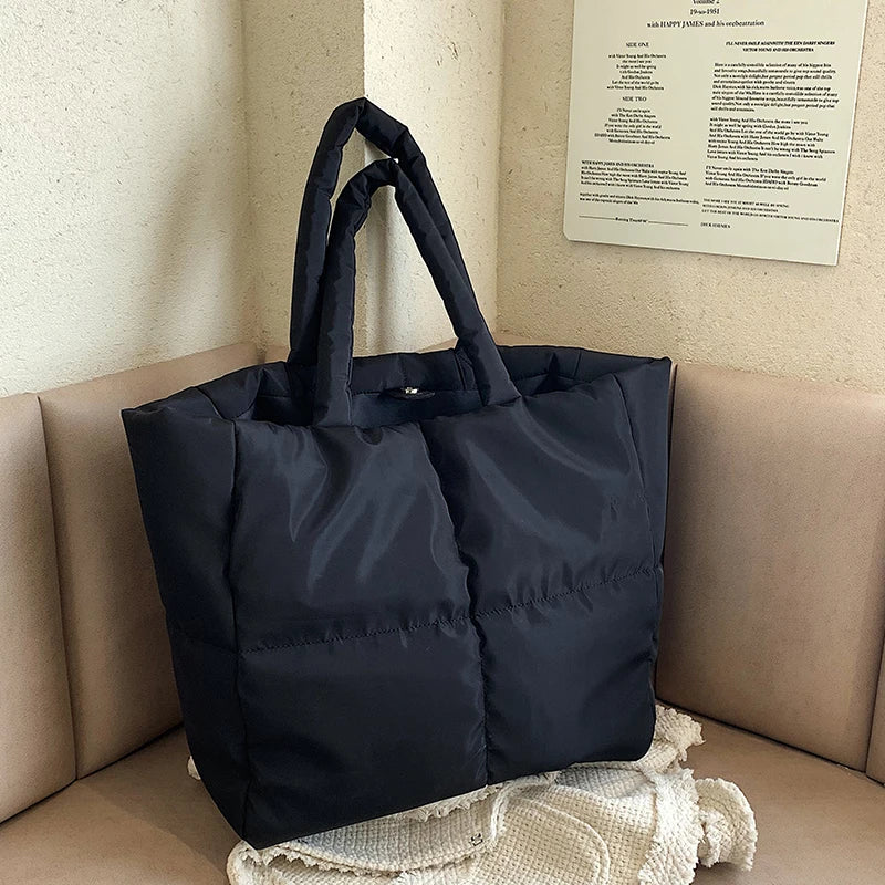 Green Nylon Tote Bag Winter Handbag Shoulder Bag