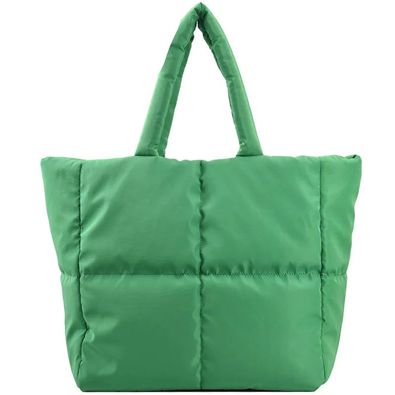 Green Nylon Tote Bag Winter Handbag Shoulder Bag