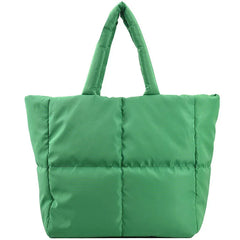 Green Nylon Tote Bag Winter Handbag Shoulder Bag