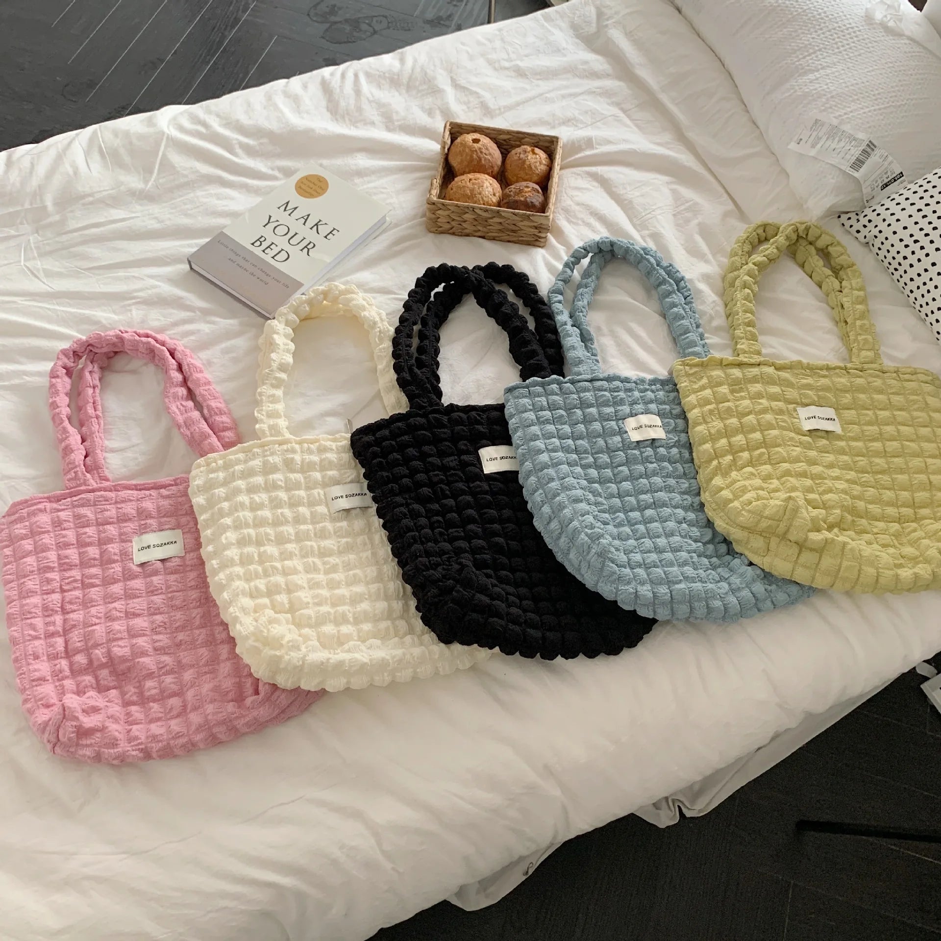 Lattice Pattern Shoulder Bag Large Capacity Tote Bags