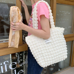 Lattice Pattern Shoulder Bag Large Capacity Tote Bags
