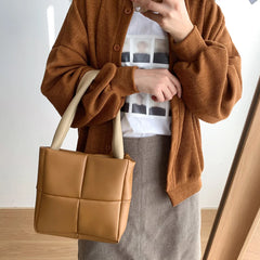 Checker Travel Padded Quilted Bags Underarm Bag Nylon Tote Bags for Women Winter