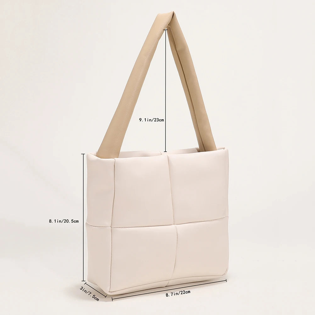 Checker Travel Padded Quilted Bags Underarm Bag Nylon Tote Bags for Women Winter
