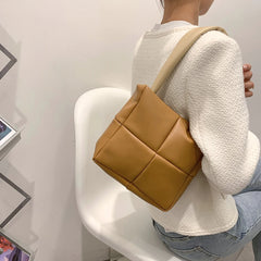 Checker Travel Padded Quilted Bags Underarm Bag Nylon Tote Bags for Women Winter