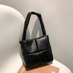 Checker Travel Padded Quilted Bags Underarm Bag Nylon Tote Bags for Women Winter
