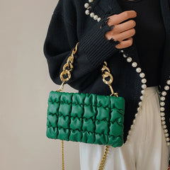 Lattice Thick Chain Small Square Bag Texture Shoulder Messenger Bag