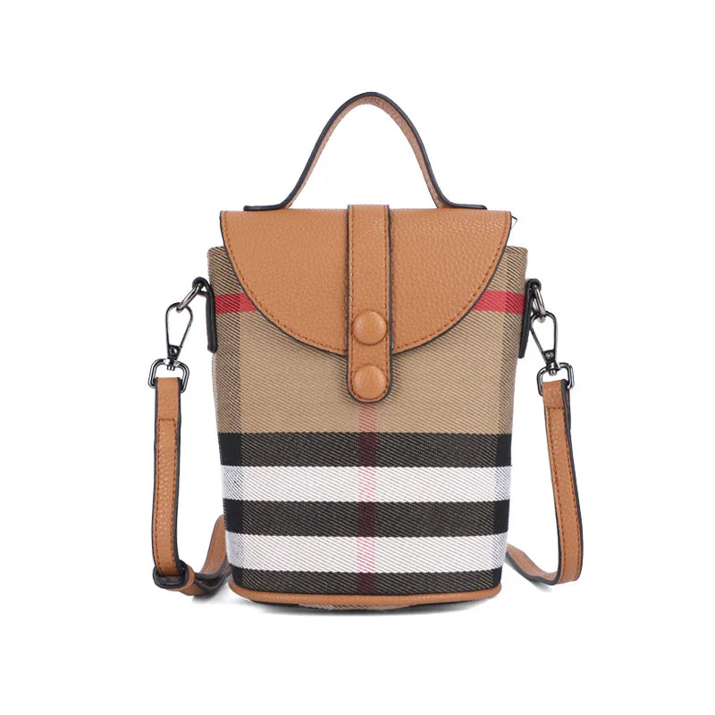 Vintage Texture Bucket Bag Lattice Phone Bag