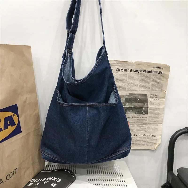 Lazy cowboy canvas bag women's shoulder bag retro university leisure shopping ba