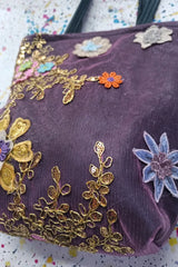Leather DIY Lace Sequins Embroidery Shopping Bag