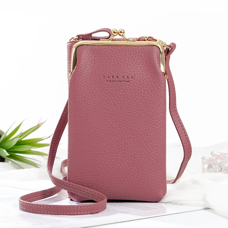 Matte Leather Crossbody Bag Small Mini Shoulder Messenger Clutch