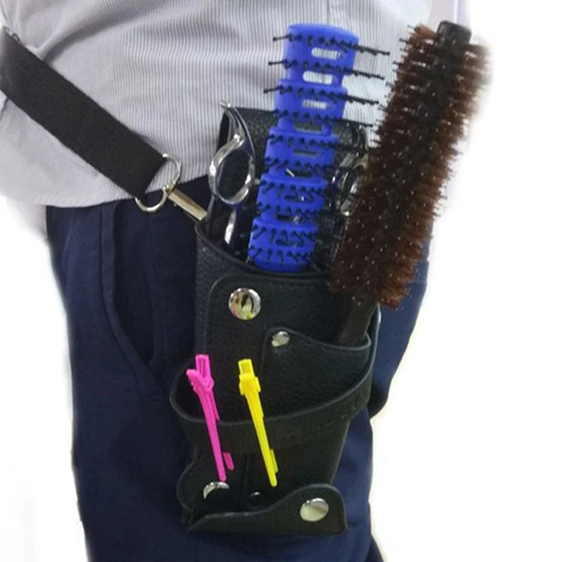 Leather Hairdressing Case Scissor Bag Barber Pouch Holder Rivet Purse
