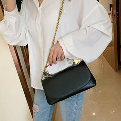 Small Leather Shoulder Bag with Chain Crossbody for Women