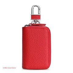 Leather Double Pocket Zipper Wallet Keychain Bag Multicolor