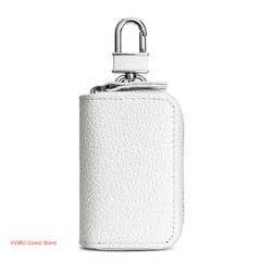 Leather Double Pocket Zipper Wallet Keychain Bag Multicolor