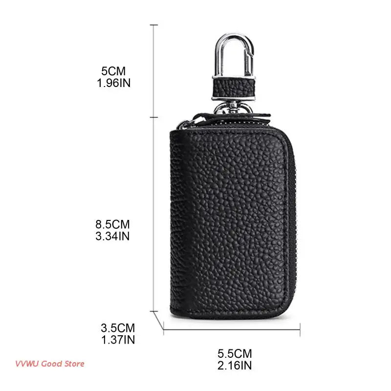 Leather Double Pocket Zipper Wallet Keychain Bag Multicolor