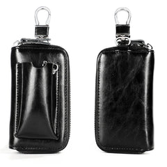 Leather Key Wallets Men Car Key Holders Cowhide Zipper Home Key Case