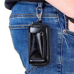 Leather Key Wallets Men Car Key Holders Cowhide Zipper Home Key Case