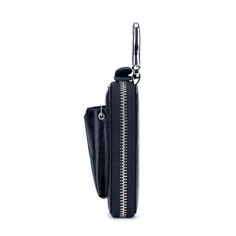 Leather Key Wallets Men Car Key Holders Cowhide Zipper Home Key Case
