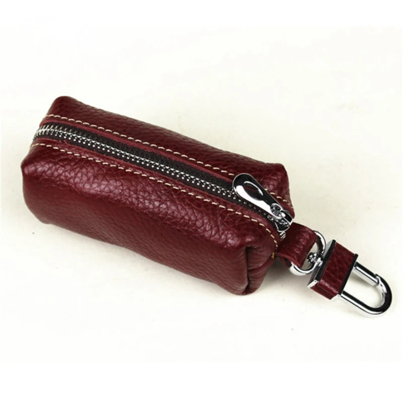 Leather Key Holder Organizer Housekeeper Keychain Pouch