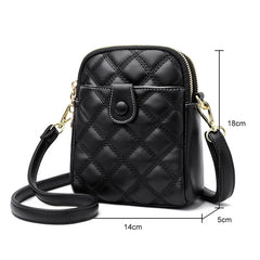 Quilted Rhombus Leather Messenger Handbag for Ladies